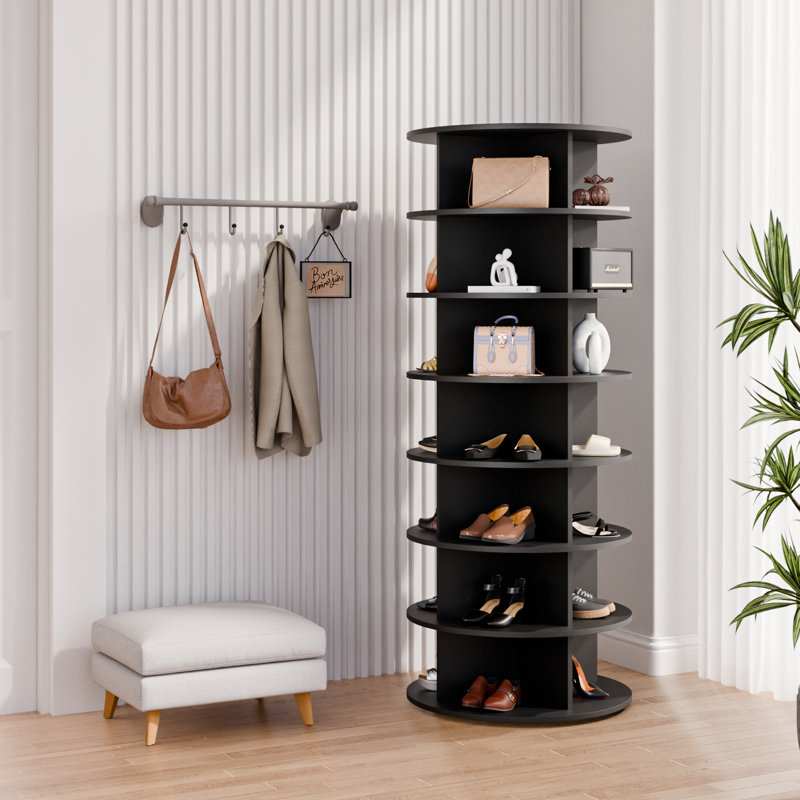 7 Tier Rotating Shoe Rack Tower, Black