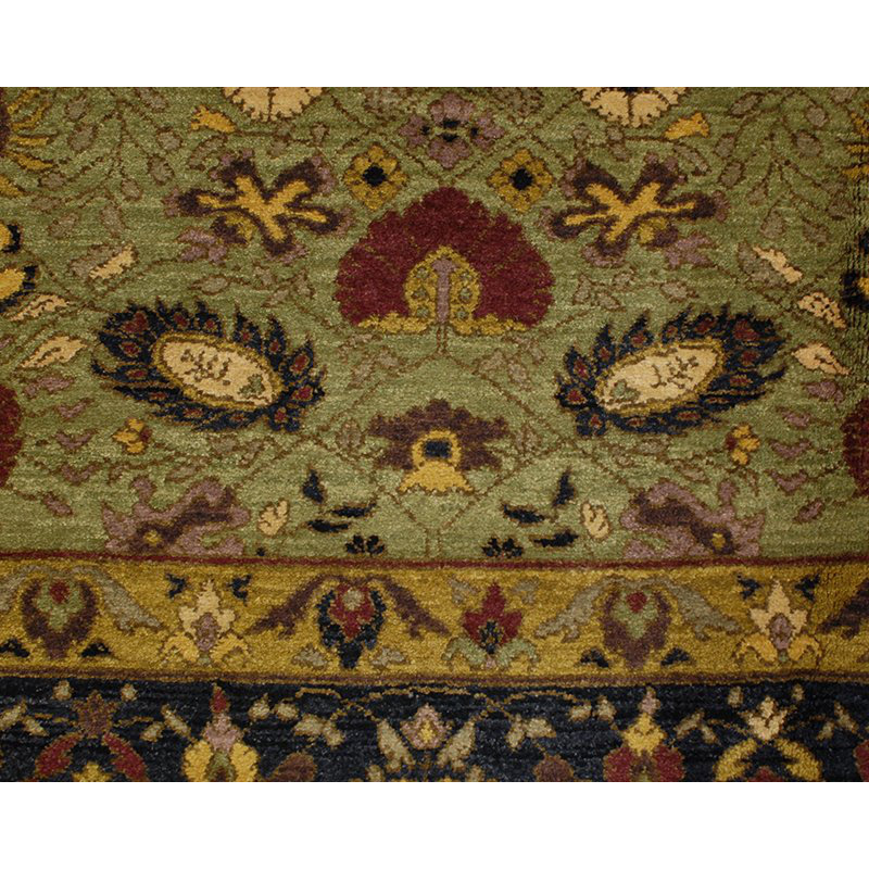 Jasmine Wool Oriental Area Rug in Black/Green, Rectangle 9' x 12'