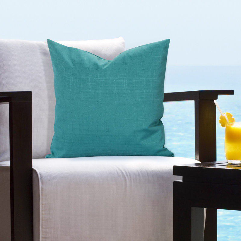 Outdoor Throw Pillow, 16" H x 16" W x 6" D, Teal