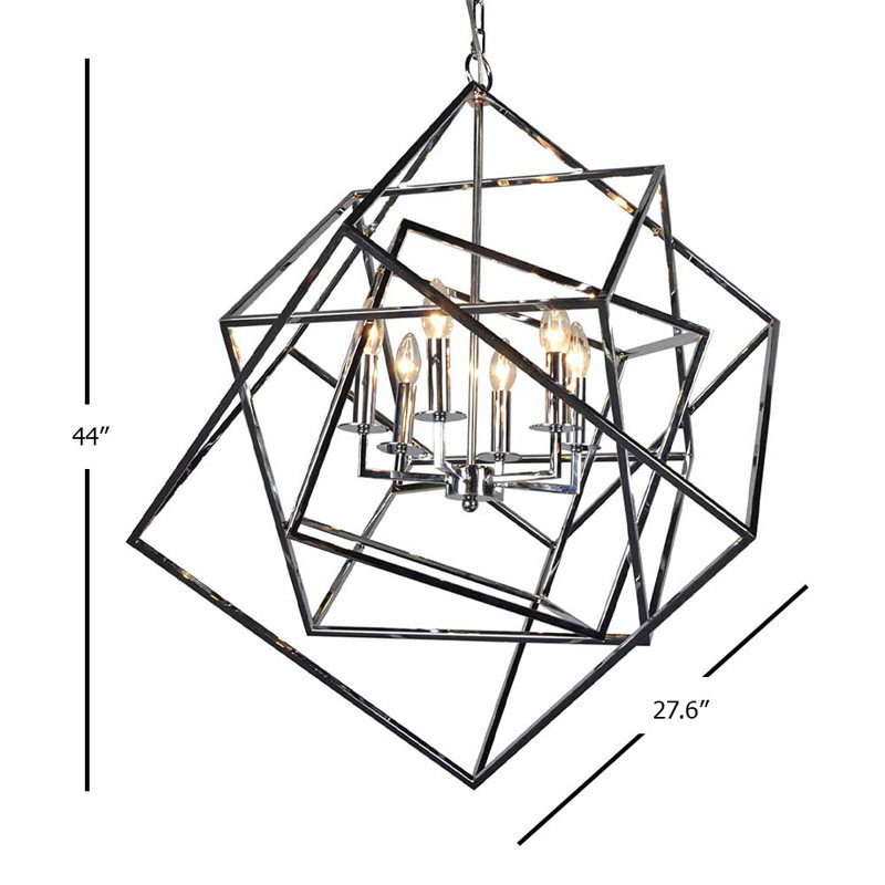 Maylene 6 - Light Dimmable Geometric Chandelier, Chorme