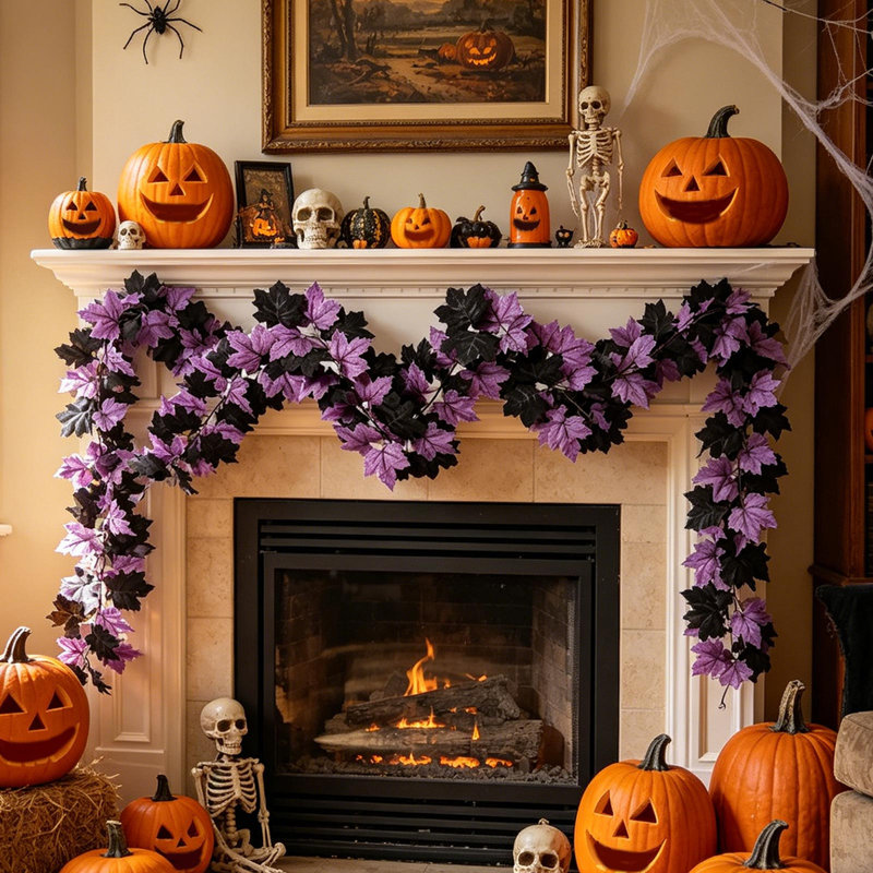  Rotin artificiel de décoration de fenêtre de maison, Purple