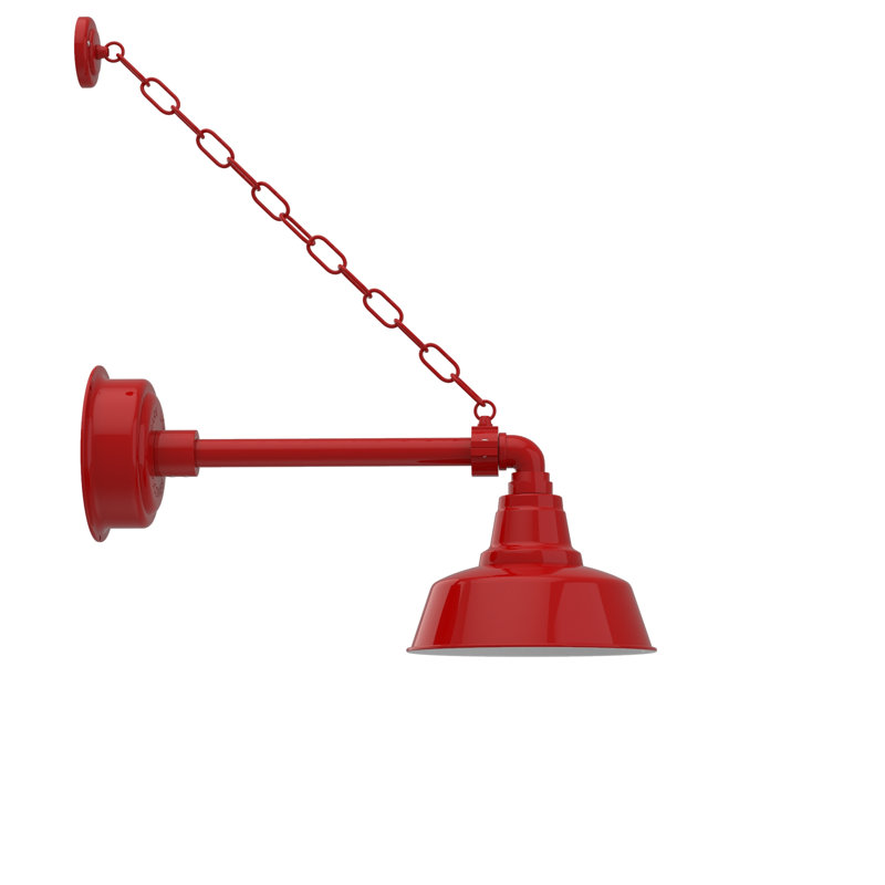Luminaire de grange d'extérieur à DEL Vandervliet, H 10 po x l 16 po x P 25 po, Rouge cerise