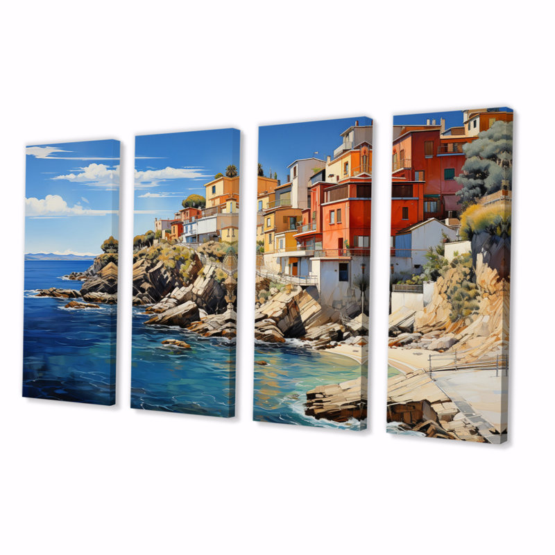 Espagne, littoral espagnol sur toile, 4 pièces
