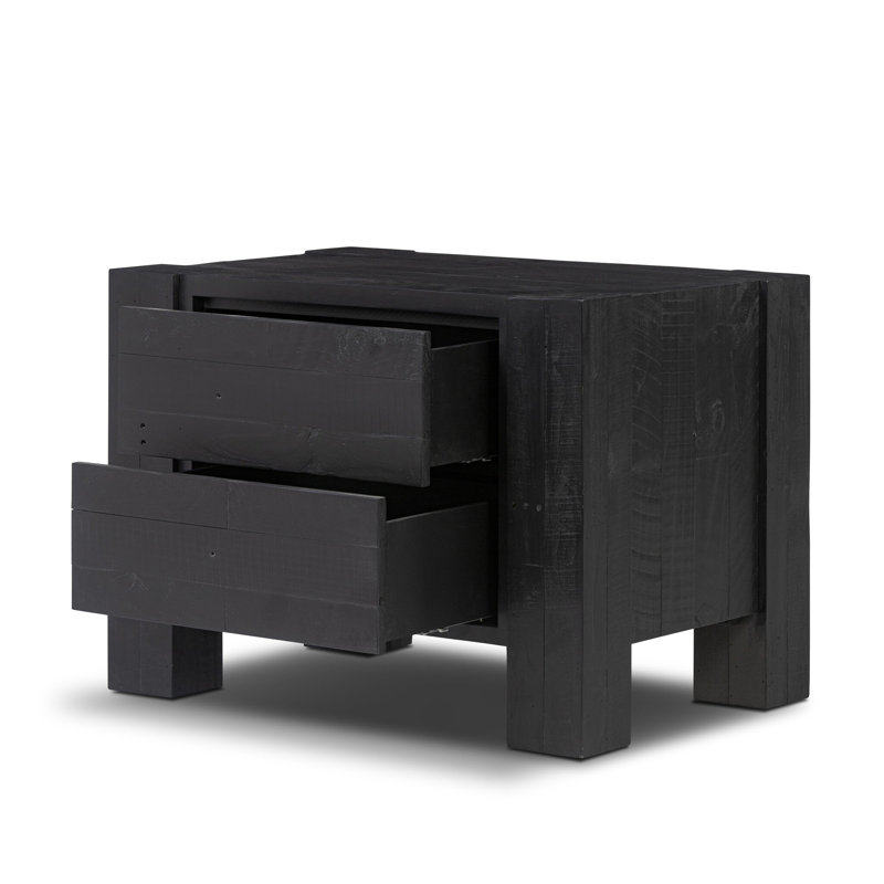 Table de chevet finlandaise - Pin, Bois de pin noir vieilli