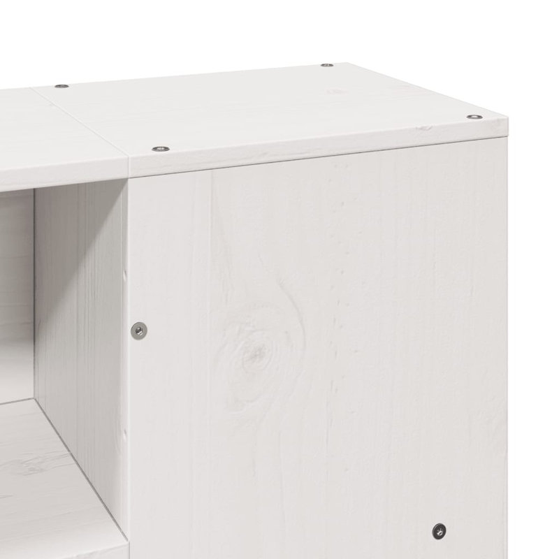 Solid Wood Bed with Shelf, without Mattress, 135 x 190cm, White