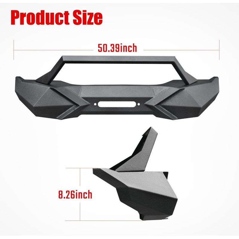 X Style Front Bumper with Winch Plate Fit 2007-2018 Jeep Wrangler JK | Heavy Duty Manganese Steel | Black Textured