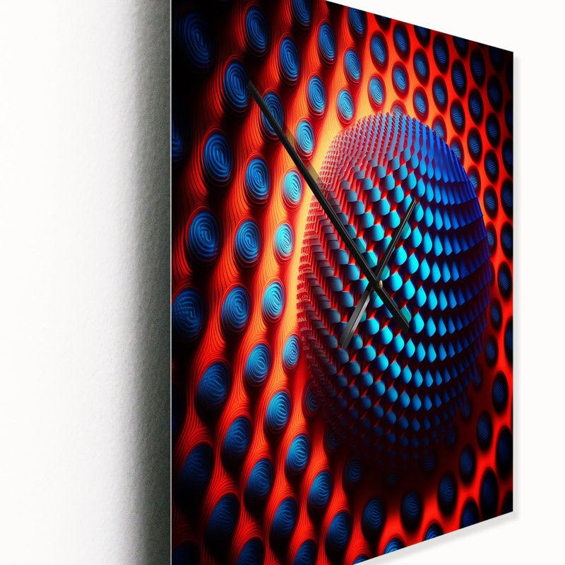Portail Moire Matrix en rouge et bleu - horloge murale moderne géométrique, H 32 po x l 16 po x P 1 po