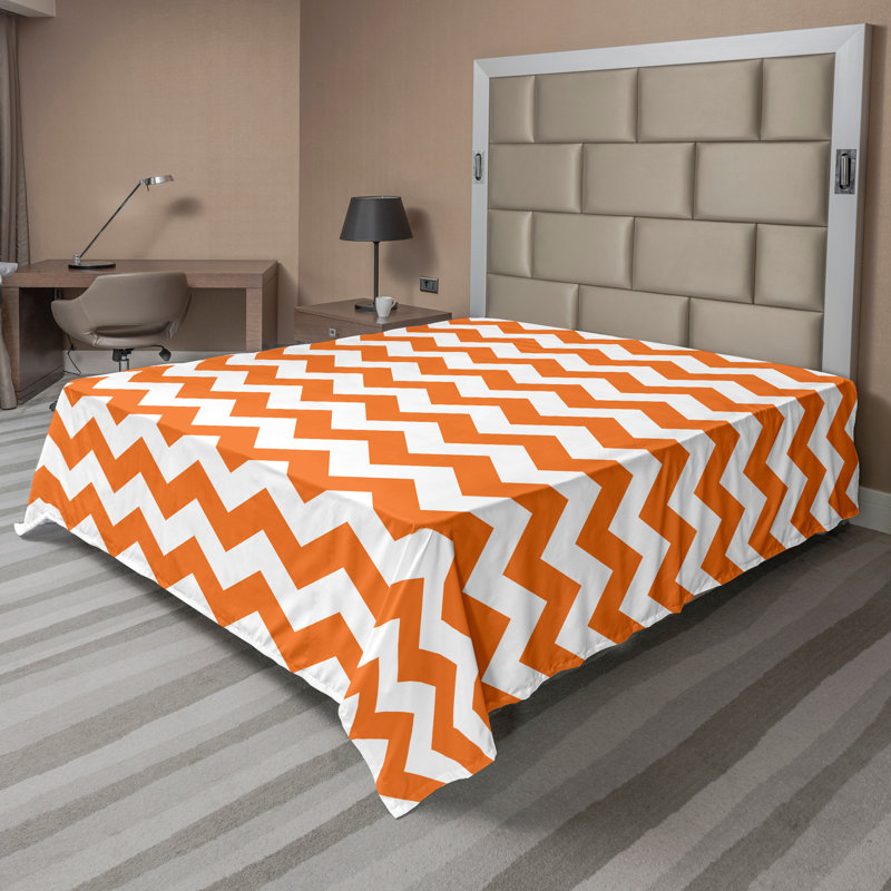 Drap de saison Ambesonne, Très grand, Chevron blanc / orange