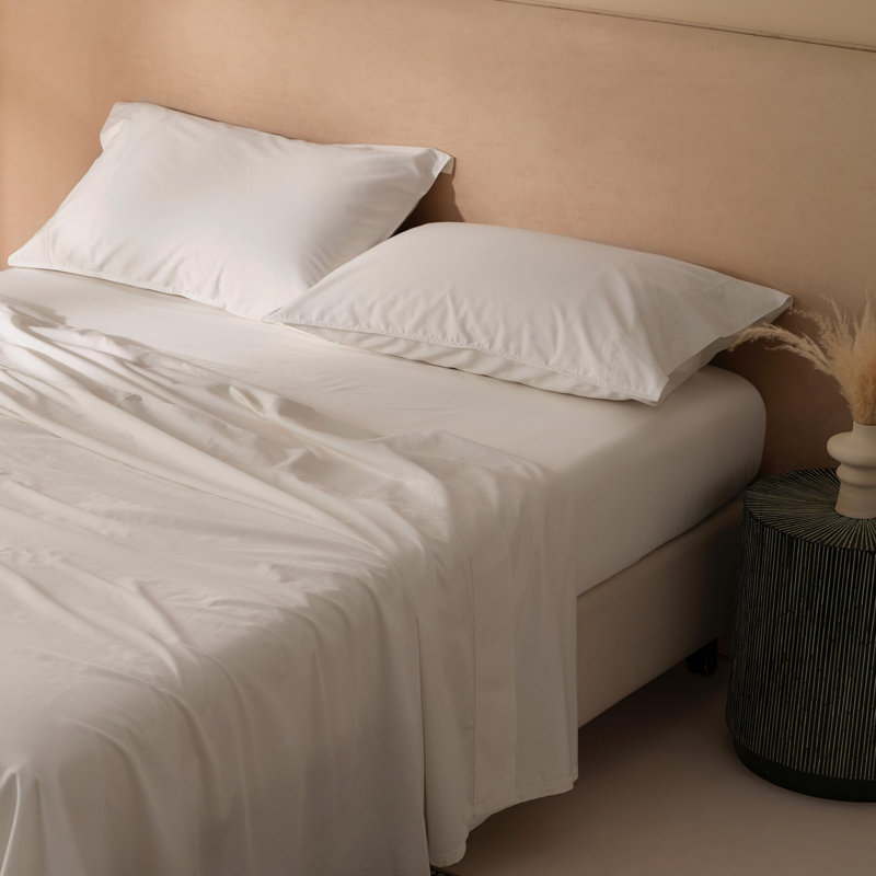 Ensemble de draps en coton à double point Cashmere Pima, Ensemble de draps pour lit double, Crème