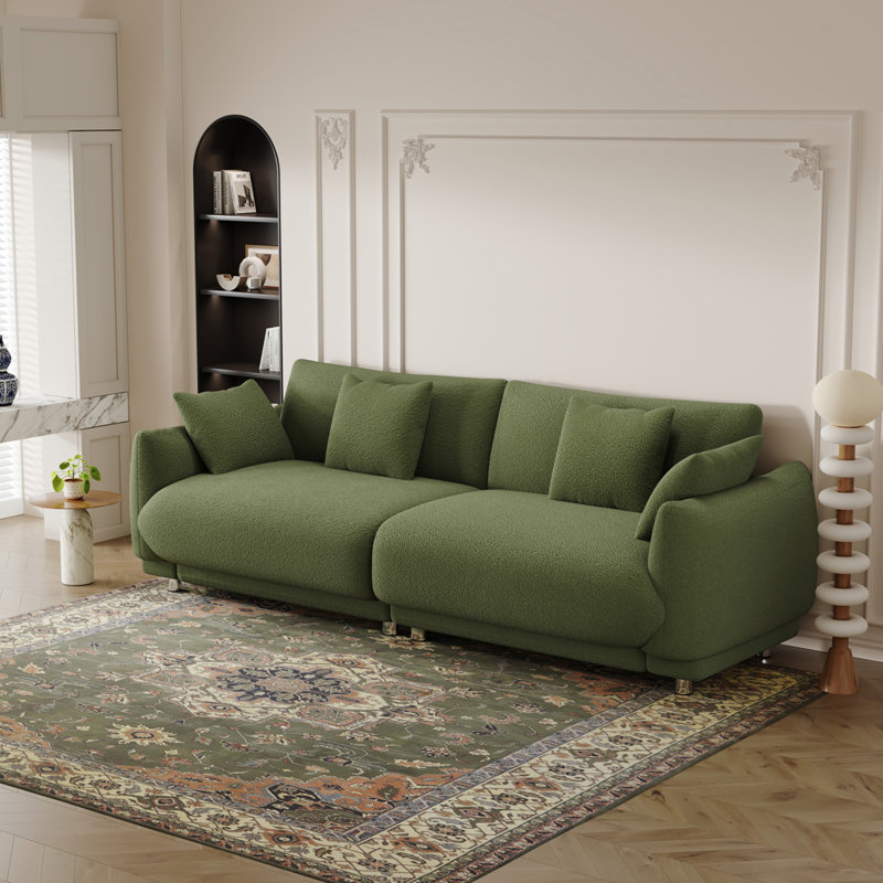 Duleba Upholstered 86.6'' Sofa, Green Fabric