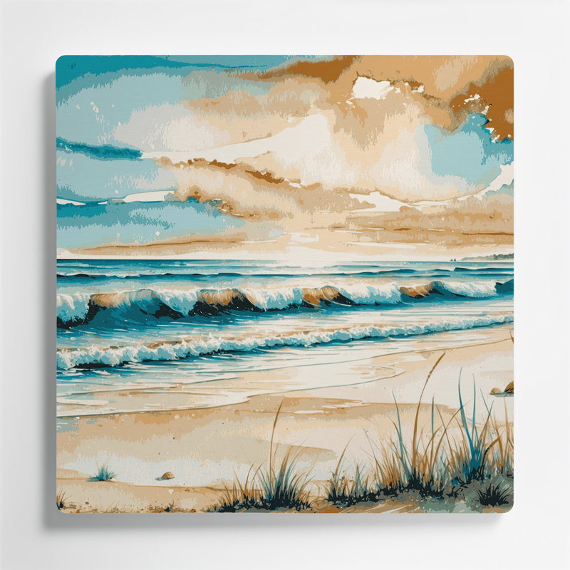 Bord de mer, calendrier, élite, art mural en métal beige, H 8 po x l 8 po