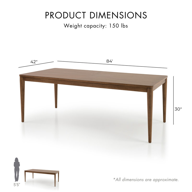 Bugrane Solid Wood Rounded Edge Rectangular Dining Table with Sunburst Pattern