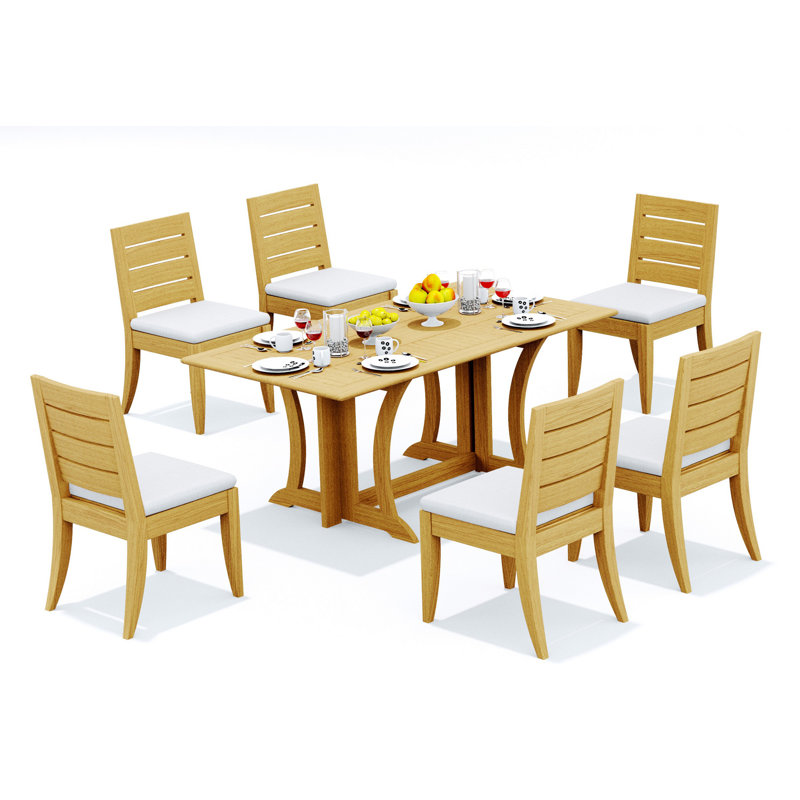 8 Seats 9 Pcs Grade-A Teak Wood Dining Set: Warwick Console Folding Rectangle Table And 8 Atnas  Armless Chairs #11AT1500, 6