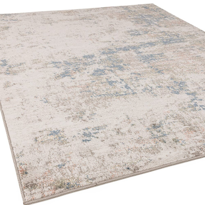 Delanor Abstract Ivory/Blue Area Rug, Rectangle 120 x 160 cm