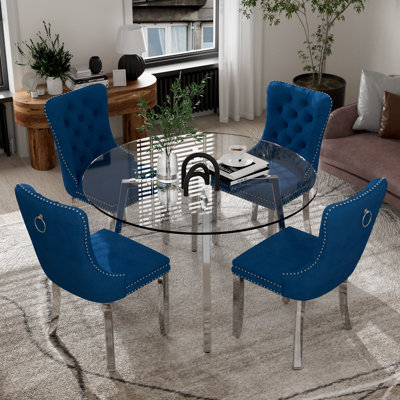 5-Piece Round Glass Dining Table Set