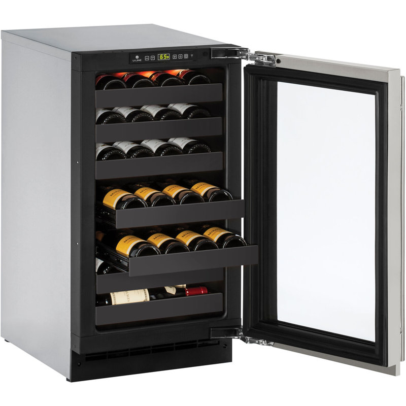 U-Line Single Zone 17.75'' 31 Bottle Wine Refrigerator with Reversible Door