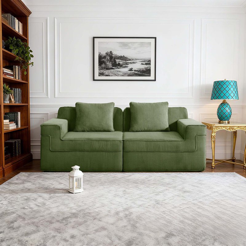 Canapé double 81 po 81 po Corduroy, Vert