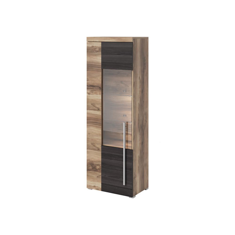 Shanil Display Cabinet, Contemporary Oak Satin/Touchwood