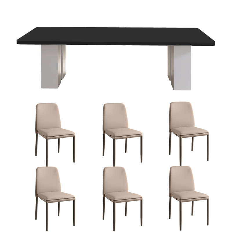 Ensemble de table de salle à manger moderne et minimaliste noir, H 29,5 po x L 55,1 po x l 31,5 po