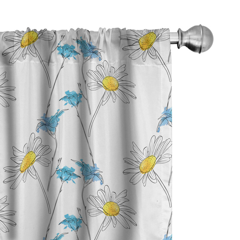 Floral Semi-Sheer Rod Pocket Curtain Panels, 28" x 63"