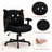 Teddy Fabric Criss Cross Office Chair with Wheels, Wide Seat Cute Cat Desk Chair with Adjustable Flip-Up Armrests, Swivel Vanity Chair, 300 lbs-2061540684