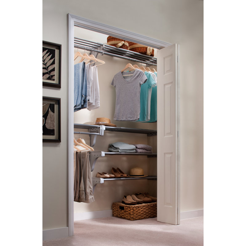 EZ Shelf Expandable Silver Walk-In Closet Kit with 5 Shelves