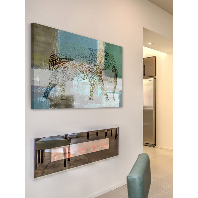 «Jeweled Elephant» par Parvez Taj, reproduction sur toile, H 12 po x l 18 po, Toile tendue