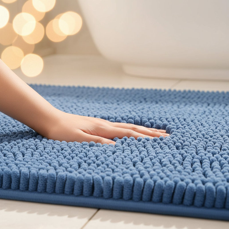 Tapis pour salle de bain 30 po x 20 po Chenille, Simple - L 30 po x l 20 po, Bleu