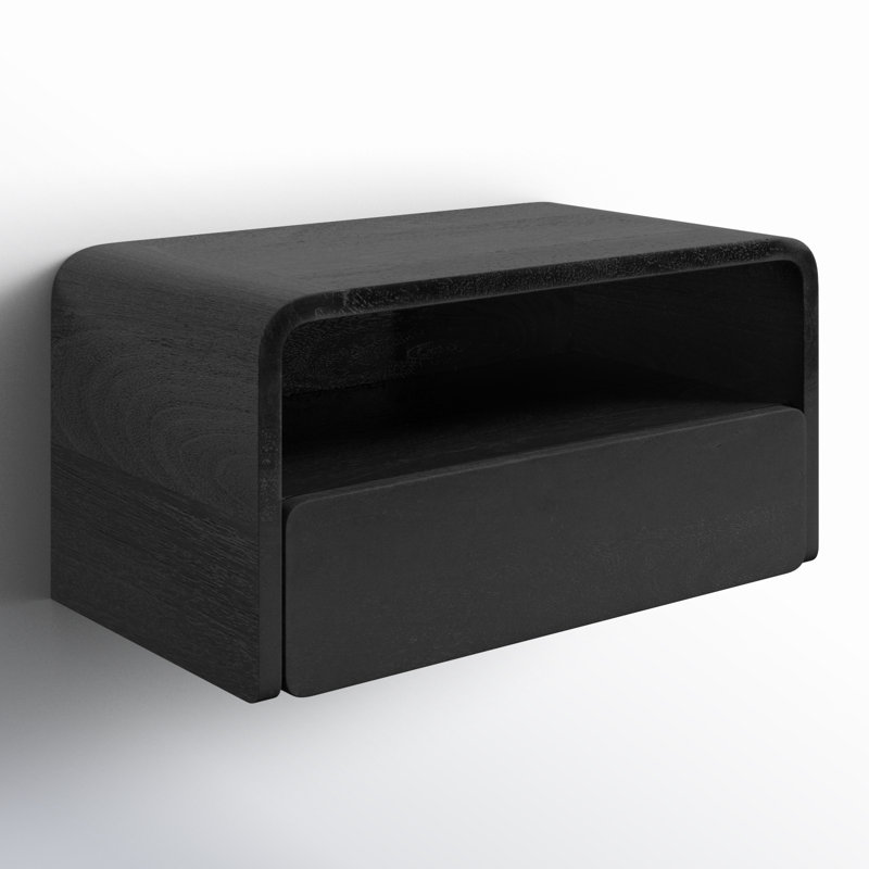 Langley 9'' Tall Solid Wood Floating Shelf, Black
