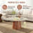 Modern Round Wooden Pedestal Coffee Table With Matte Natural Stone Tabletop-2013305852