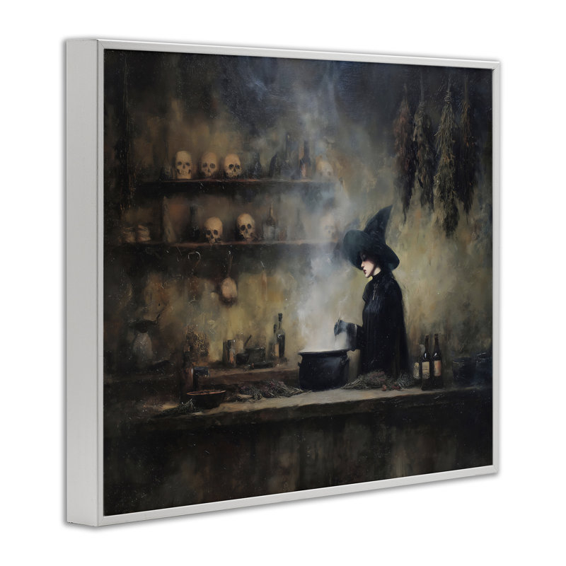 «Witch's Cauldron Brew», dessin par Arlington Prints, H 11 po x l 14 po, Estampe numérique encadrée blanc bord de mer