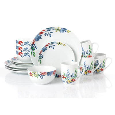 16pc Watercolour Floral Dinner Set