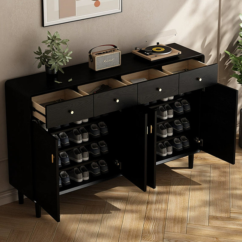 Black Solid wood Shoe Storage