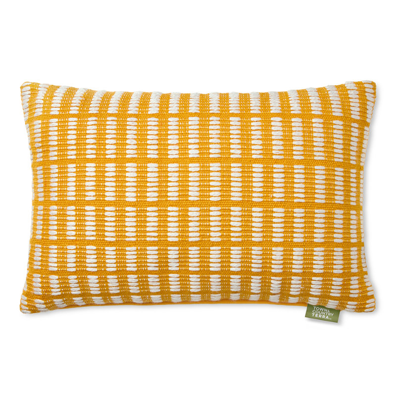 Coussin décoratif intérieur / extérieur T Town & Country Terra Alara , Carré H 20 po x l 20 po, Géométrique ivoire / jaune