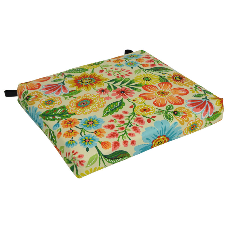 Outdoor 3'' Dining Chair Seat Cushion, Orange/Yellow