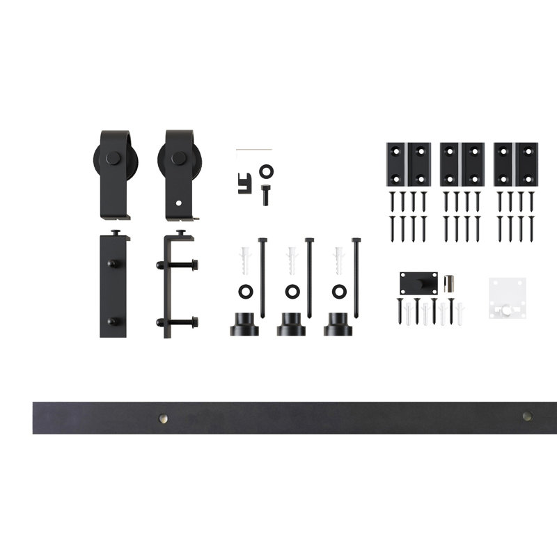 Bi-Folding Sliding Barn Door Hardware Front Mount Two Doors Kit - Classic Design Roller (Doors Not Included), 28 in.