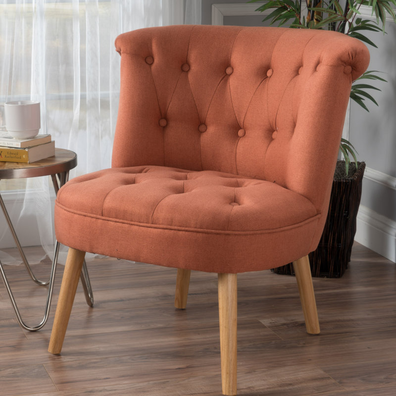 Chaise d'appoint capitonnée de 29 po de largeur Hungerford pour le salon ou pour la lecture, Polyester orange