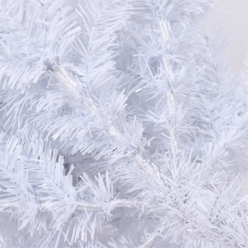 Arbre de Noël artificiel blanc 7,5 pi avec base en métal pliable