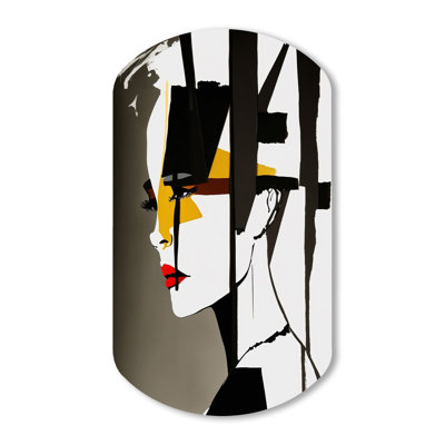 Street Art profil en jaune et noir - art mural asymétrique en métal femme moderne