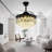 Luxury Diamond-facet Black Chandelier Fan - Smart 3-cct Lighting, Hidden Blades, Modern Geometric Aesthetic