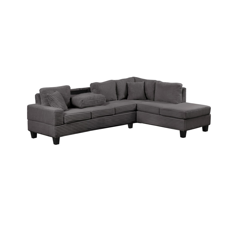 Canapé modulaire inclinable moderne en bois gris, Gris