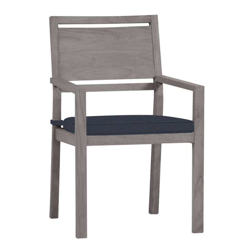 Avondale Patio Dining Armchair with Cushions, Welt, Linen Navy, Oyster Teak