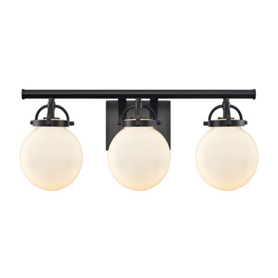 Kemble - 3 lumières - 22 pouces - Noir mat - Verre mat blanc encadré - Éclairage pour meuble-lavabo