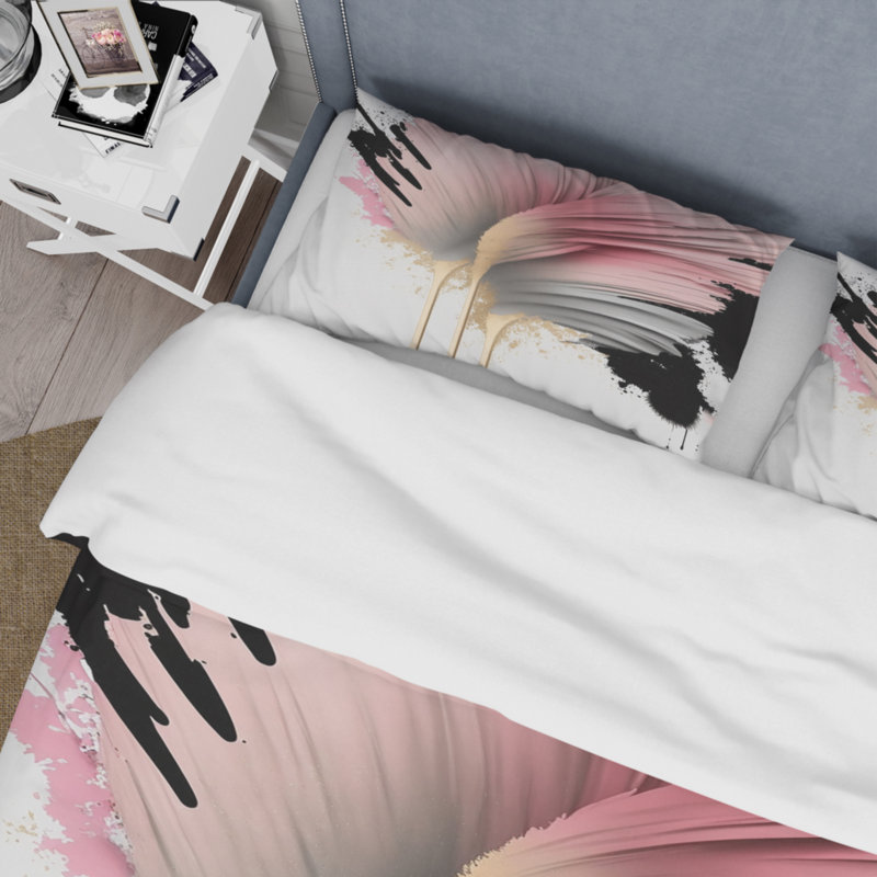 Ensemble de housse de couette en microfibre / polyester rose Gerbera, Housse de couette pour grand lit et 2 taies décor