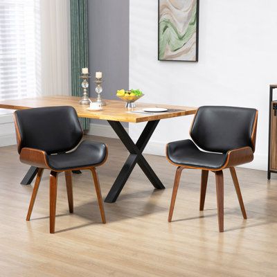 Ensemble de 2 chaises de salle à manger en cuir PU, noir