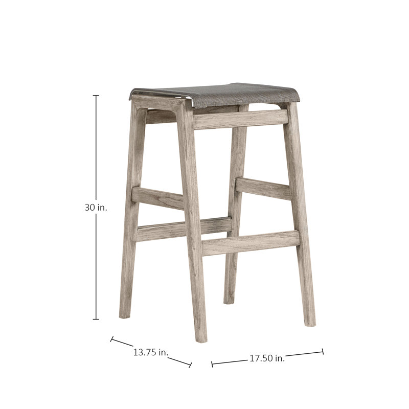 Coast Patio Bar Stool, Oyster Teak Frame/Gray Sling
