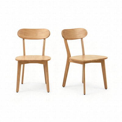 Natural Solid Wood Dining Chairs Set of 2