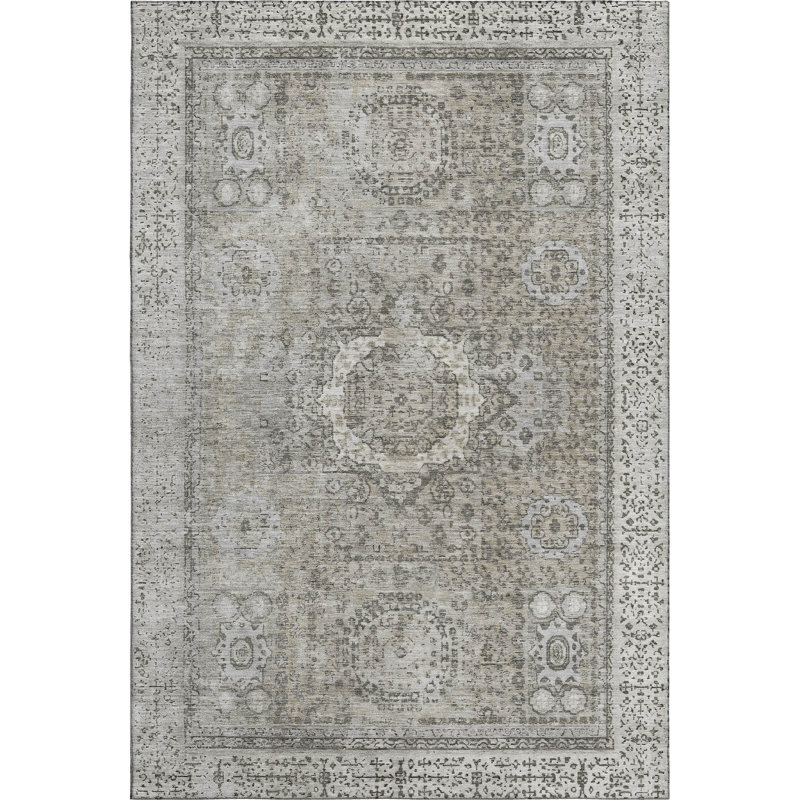 Premium Machine Washable Lubbers AMF1740 Border Rug, Rectangle 5' x 7'6"
