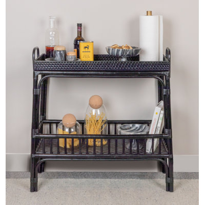 Rattan and Bamboo Console Table with Shelf