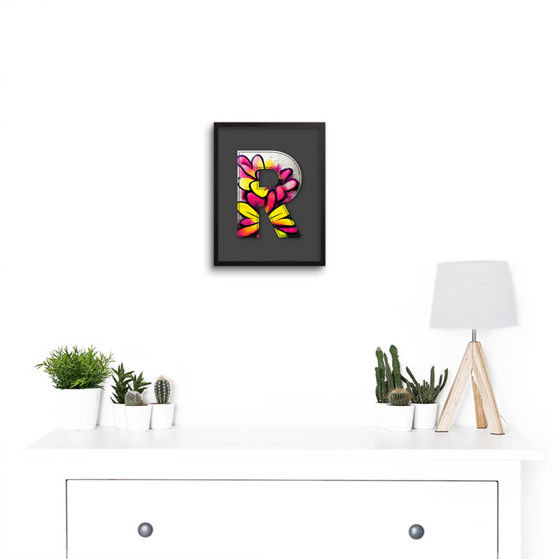 Letter R Flower - Single Picture Frame Print
